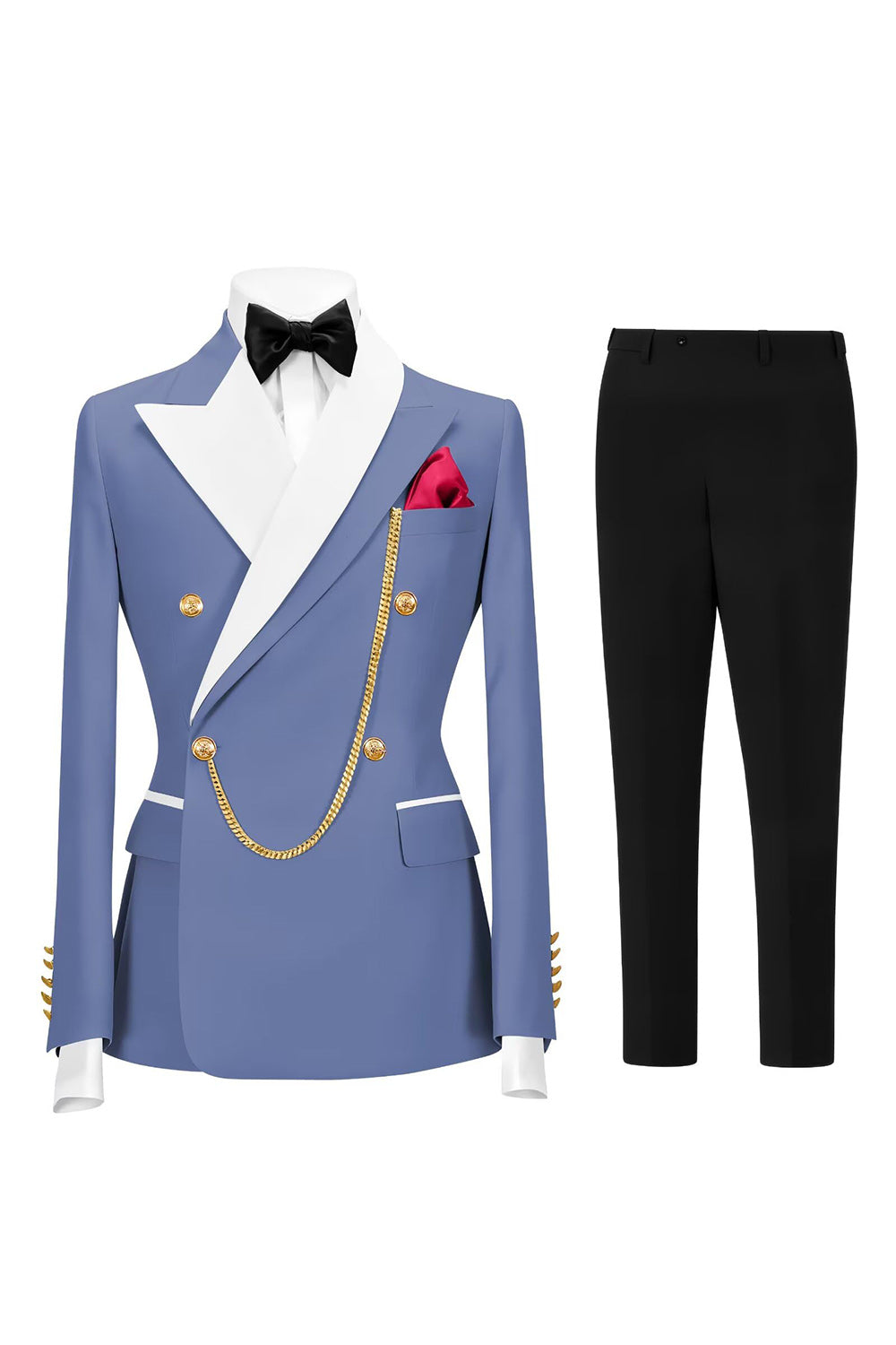2 Piece Double Breasted Champagne Peak Lapel Men's Prom Suits