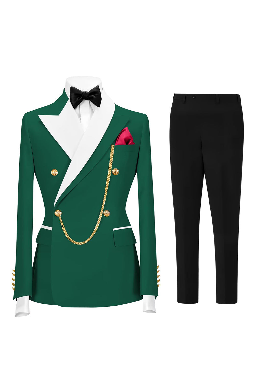 2 Piece Double Breasted Champagne Peak Lapel Men's Prom Suits