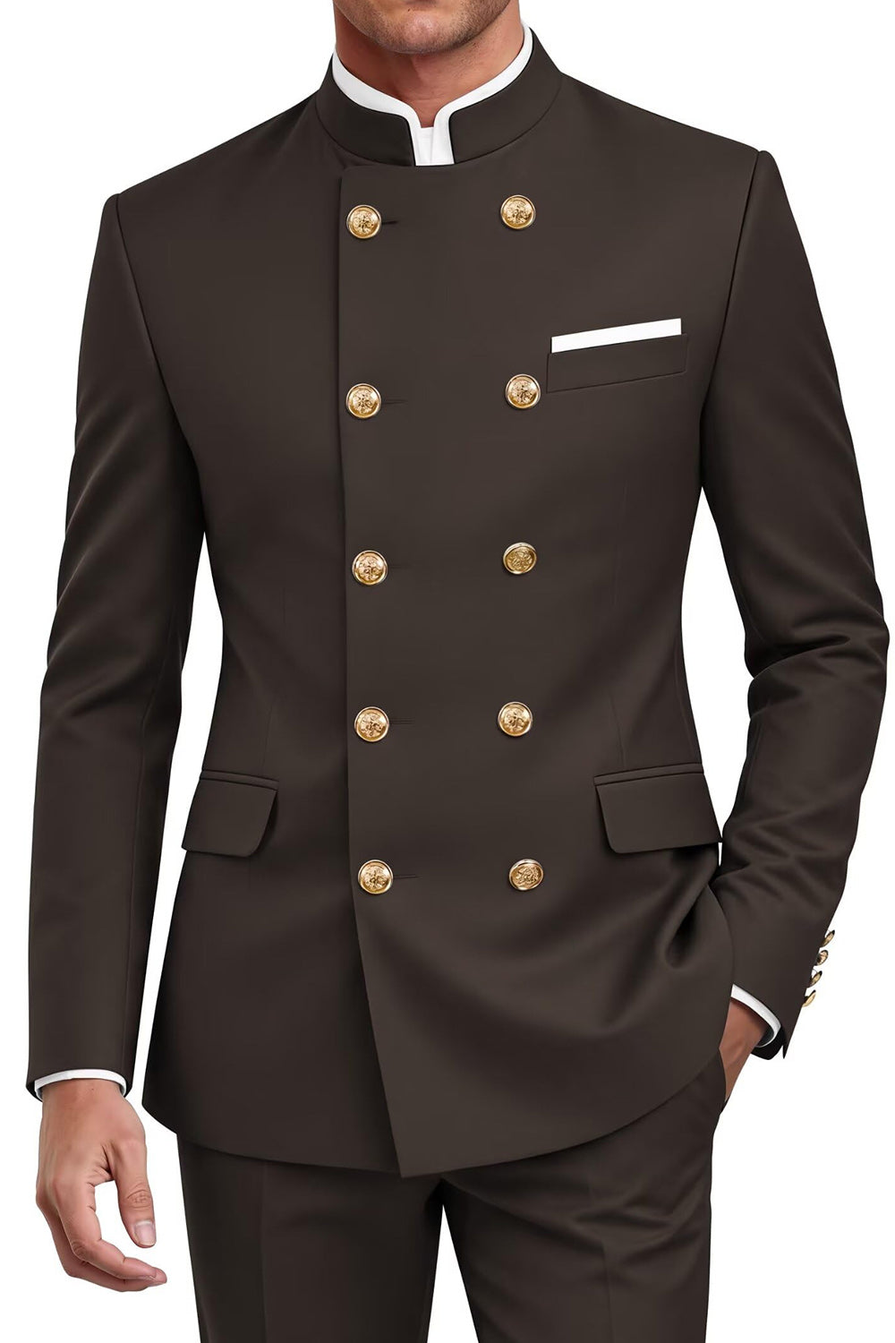 Navy 2 Piece Double Breasted Men's Suits with Pockets
