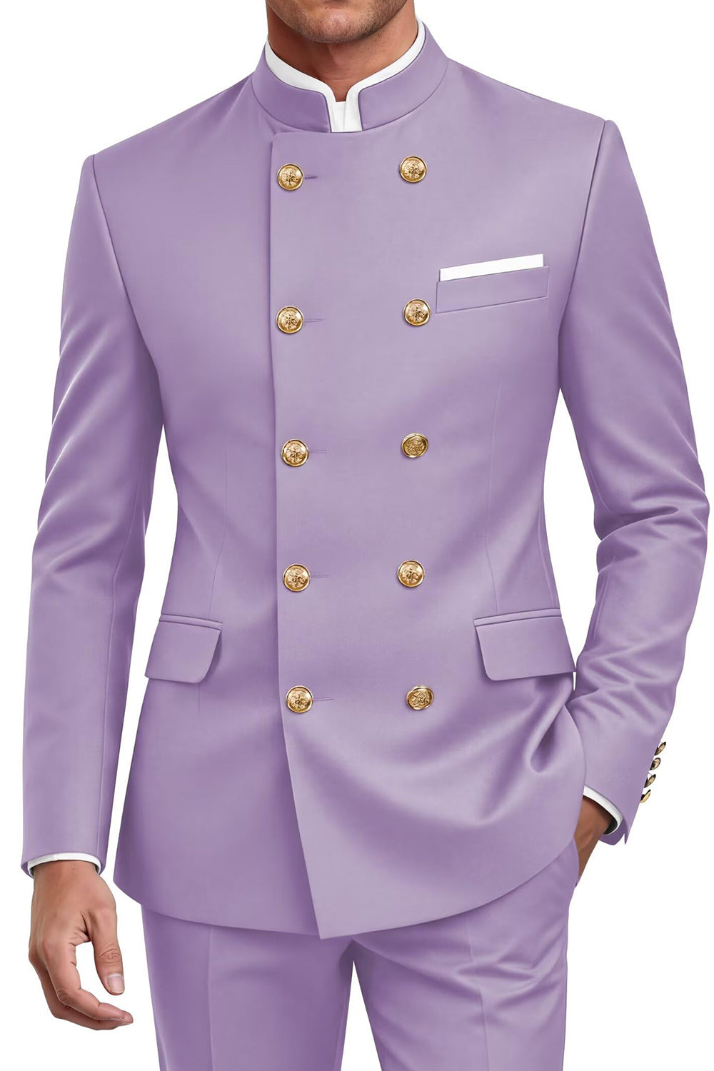 Navy 2 Piece Double Breasted Men's Suits with Pockets