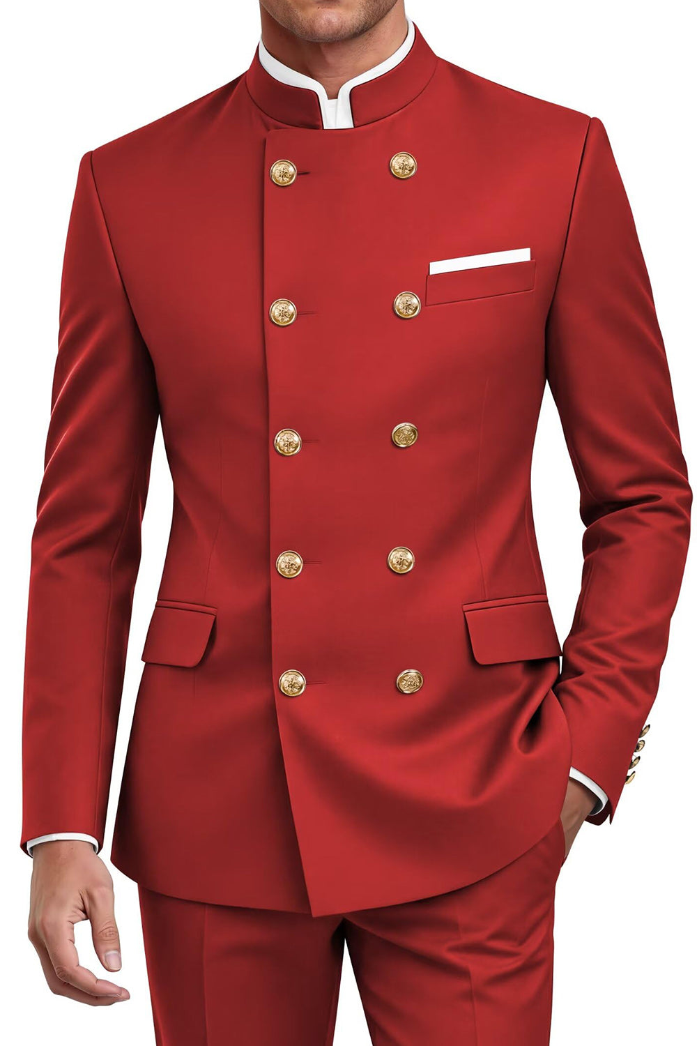 Navy 2 Piece Double Breasted Men's Suits with Pockets