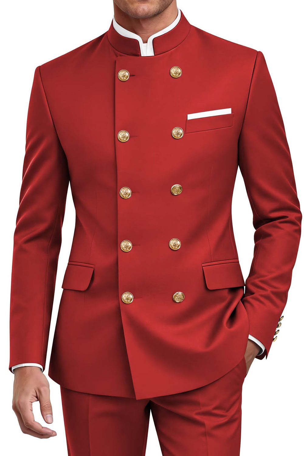 Navy 2 Piece Double Breasted Men's Suits with Pockets