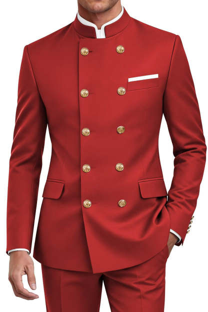 Navy 2 Piece Double Breasted Men's Suits with Pockets