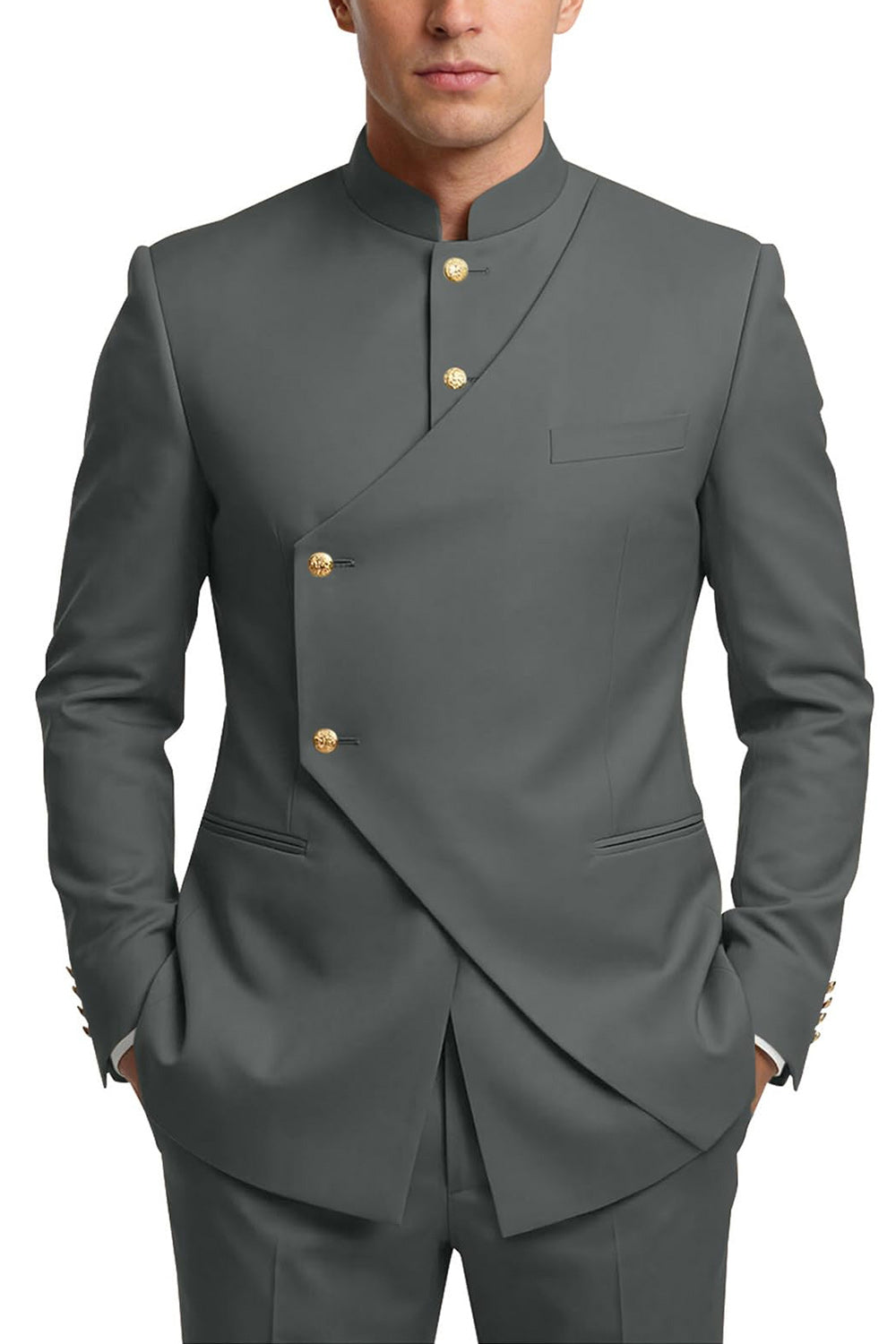 Single Breasted Coffee 2 Piece Men's Prom Suits with Pockets