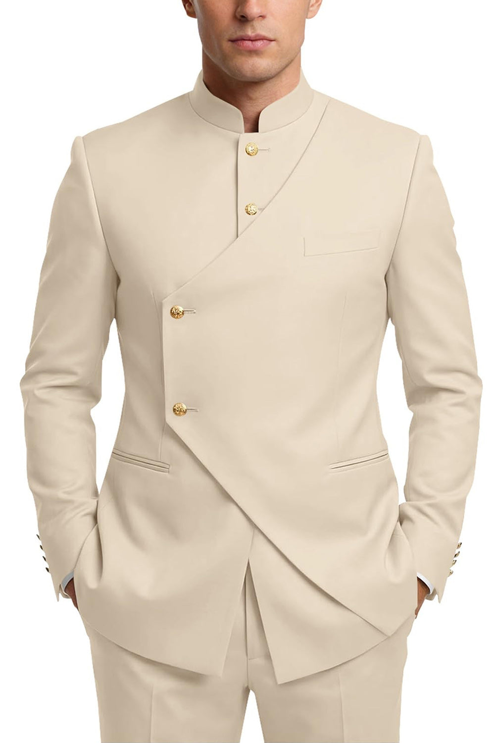 Single Breasted Coffee 2 Piece Men's Prom Suits with Pockets