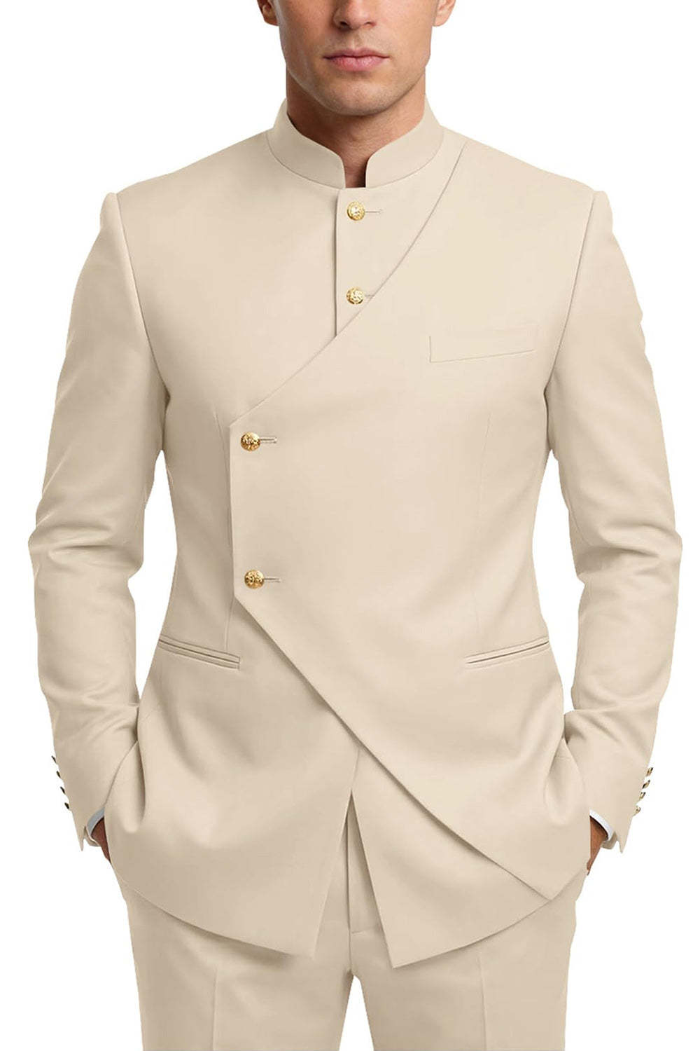 Single Breasted Coffee 2 Piece Men's Prom Suits with Pockets