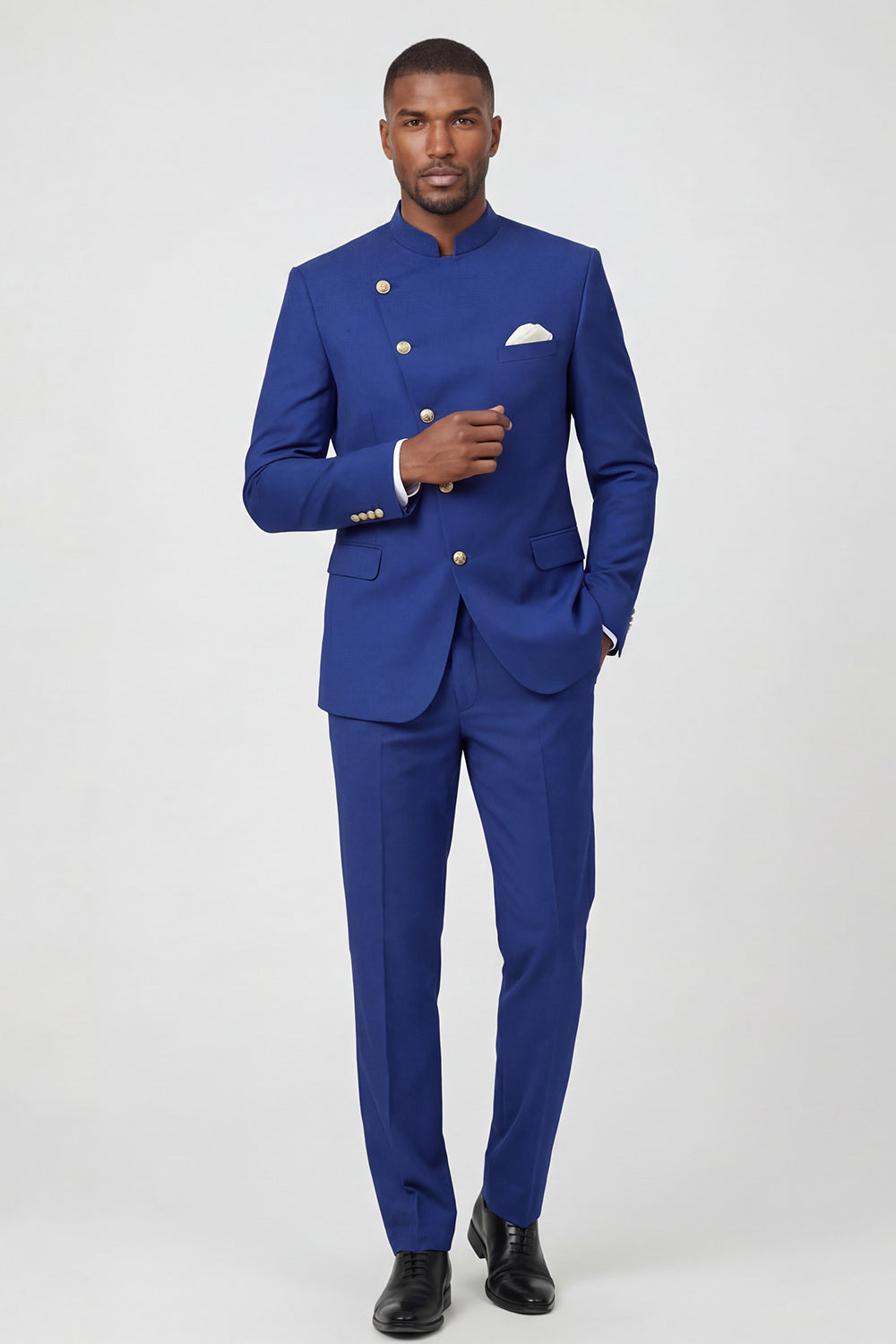 Leely Men Single Breasted Royal Blue Prom Suits 2 Piece Party Suits
