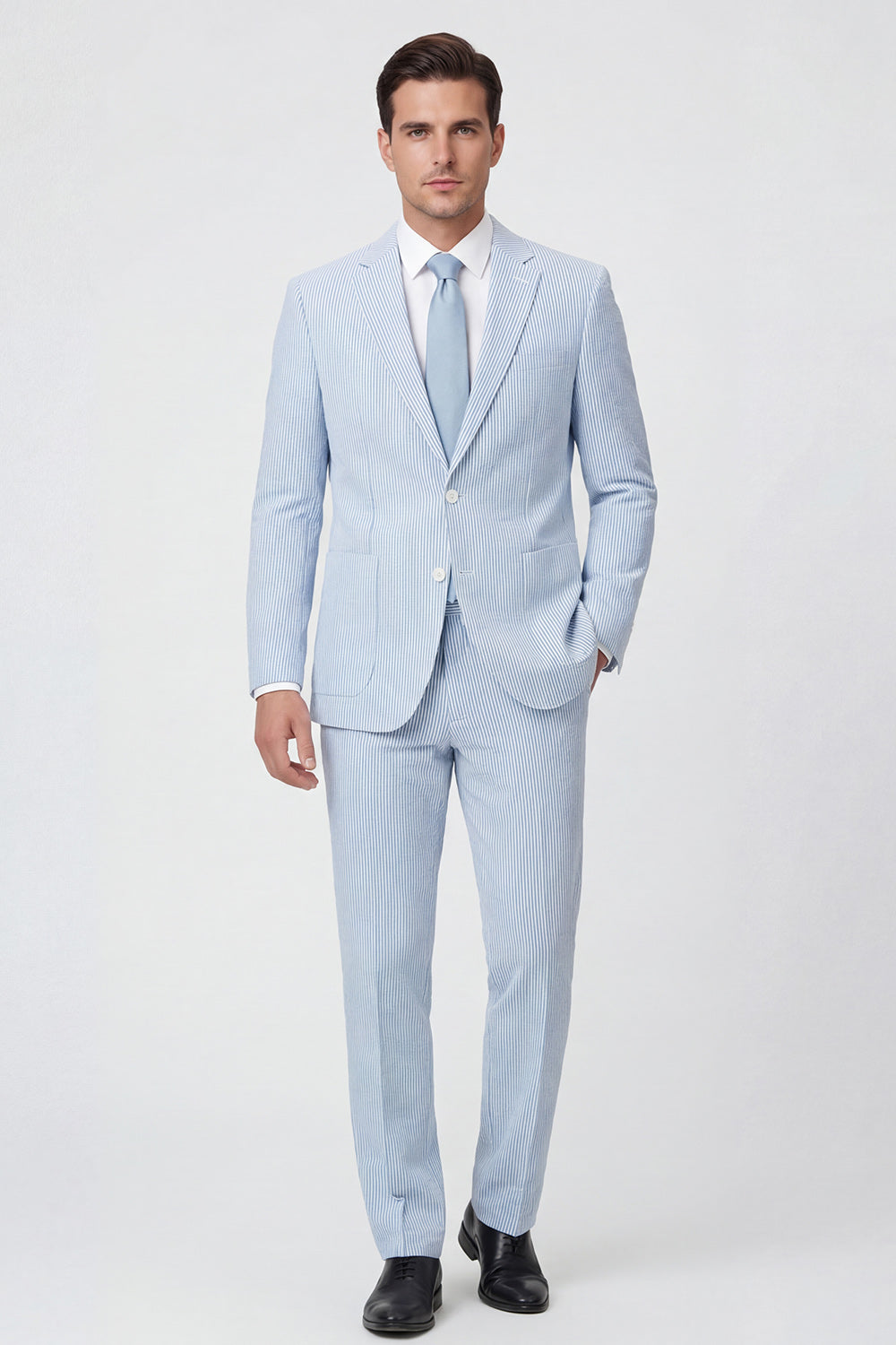 Light Blue Single Breasted 2 Piece Notch Lapel Men's Party Suits