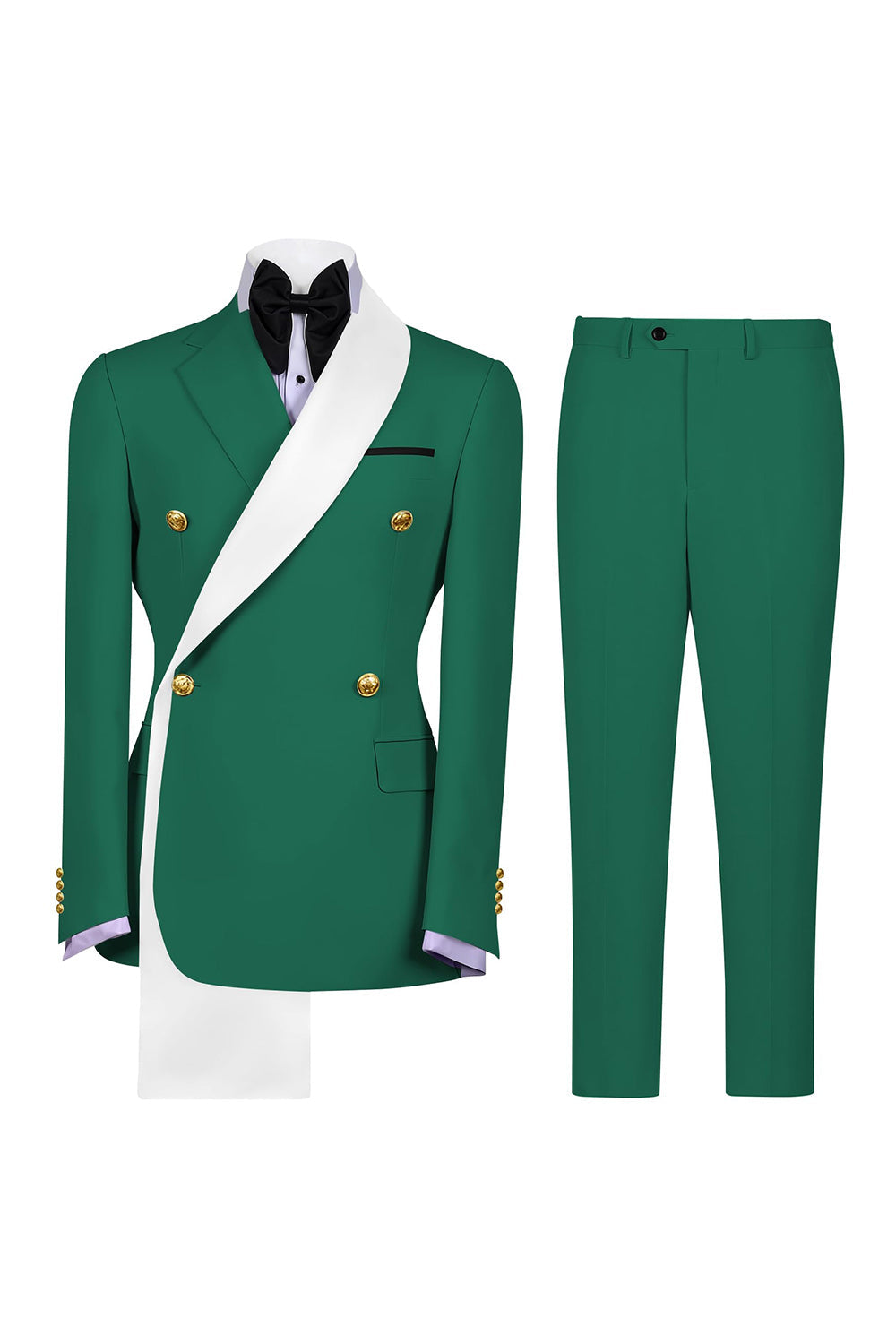 Double Breasted Blue 2 Piece Notch Lapel Men's Prom Suits