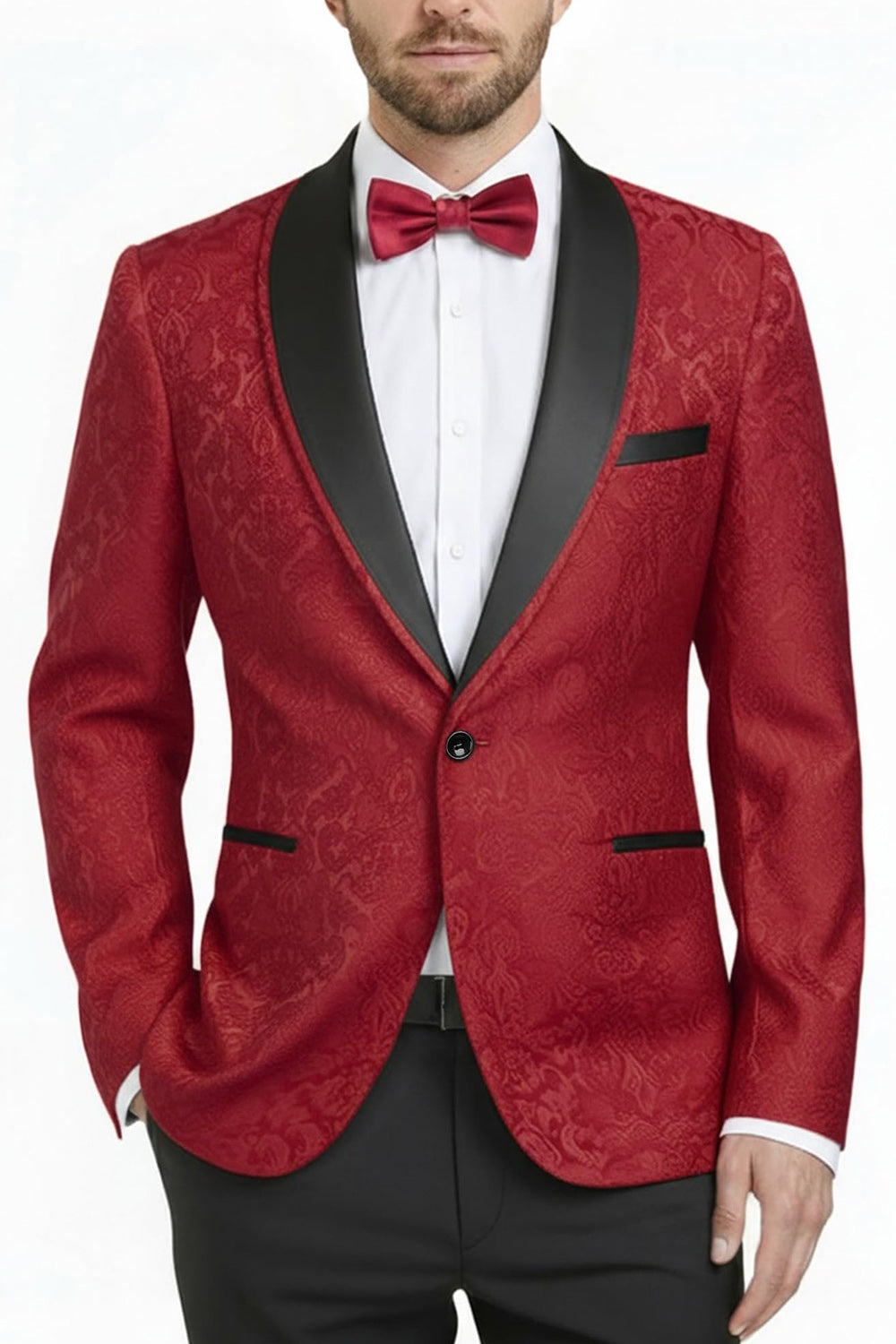 Leely Men Royal Blue Shawl Lapel Prom Suits 2 Piece One Button Printed Formal Suits