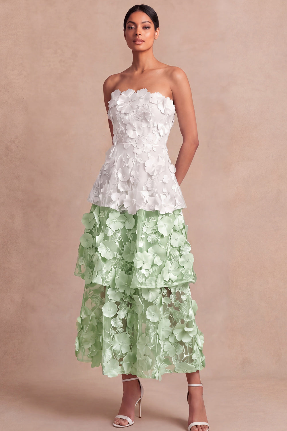 Floral A Line Appliqued Light Blue Long Wedding Guest Dress