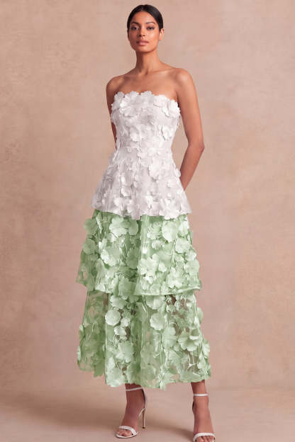 Floral A Line Appliqued Light Blue Long Wedding Guest Dress