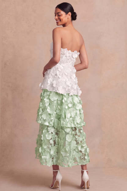 Floral A Line Appliqued Light Blue Long Wedding Guest Dress