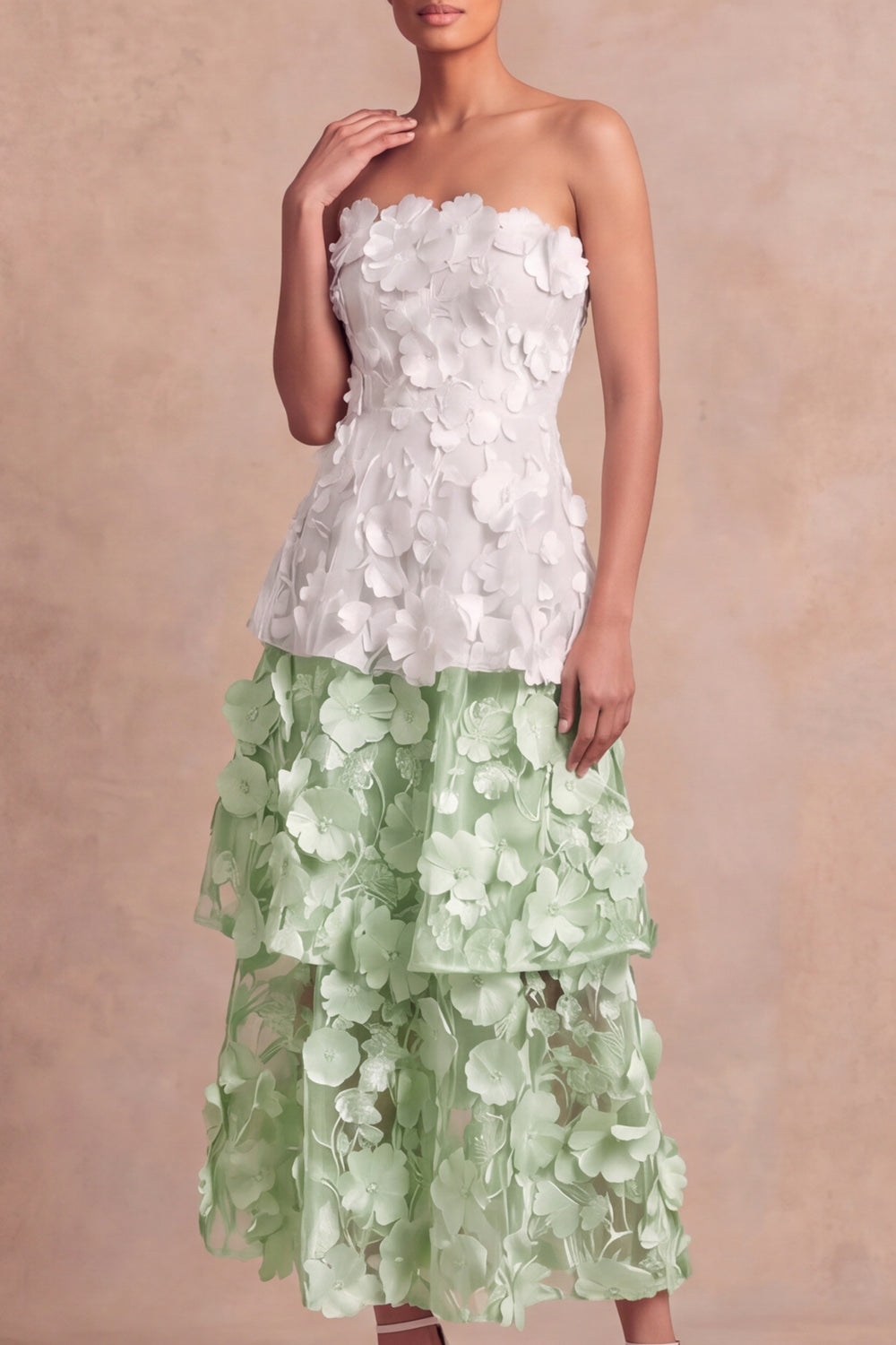 Floral A Line Appliqued Light Blue Long Wedding Guest Dress