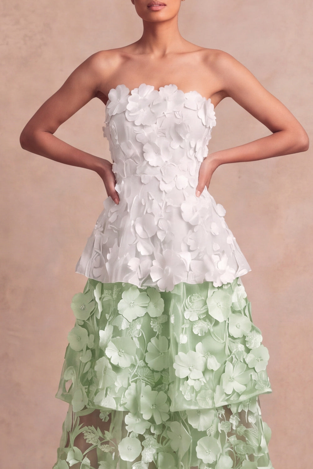 Floral A Line Appliqued Light Blue Long Wedding Guest Dress