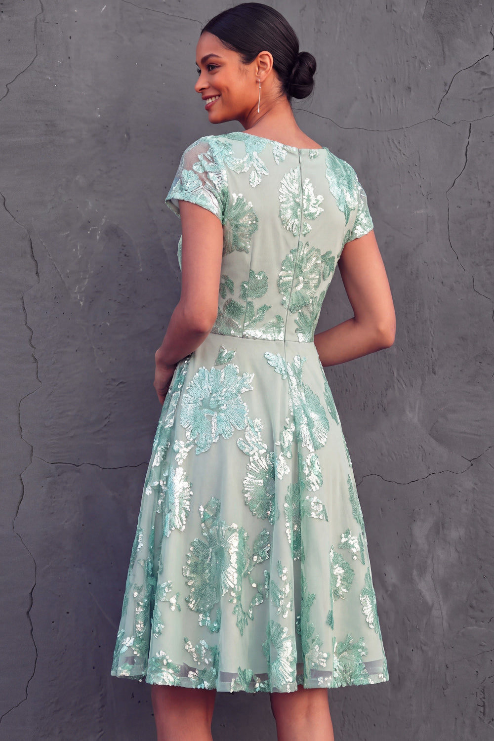 Stunning Mint Green A Line Short Embroidered Wedding Guest Dress
