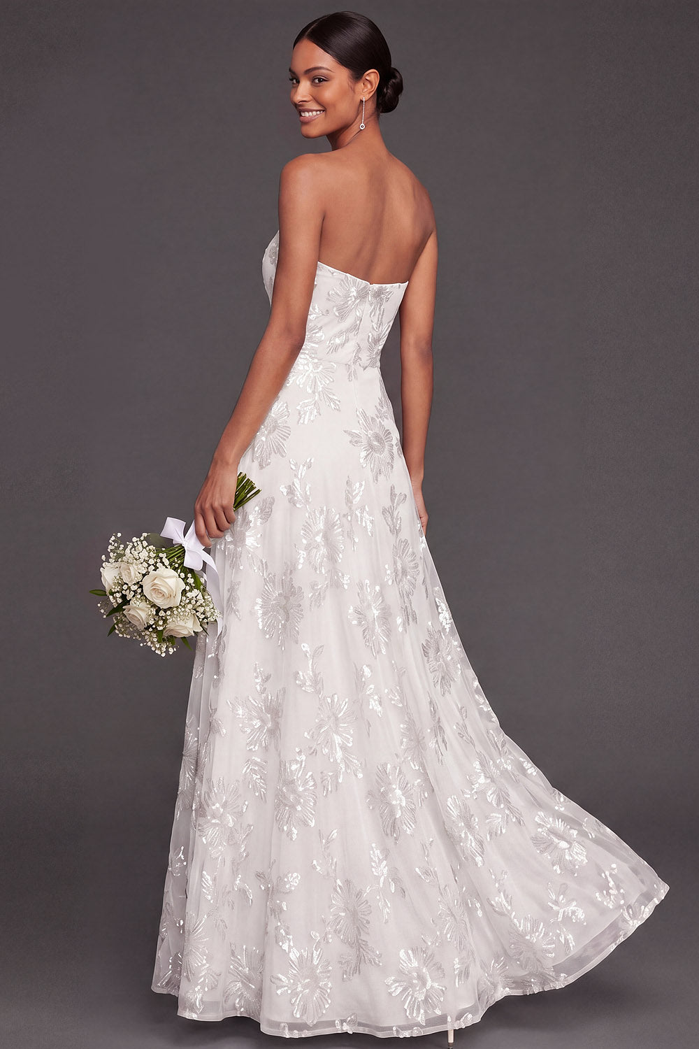 Lilac Sweetheart A Line Embroidered Maxi Wedding Guest Dress