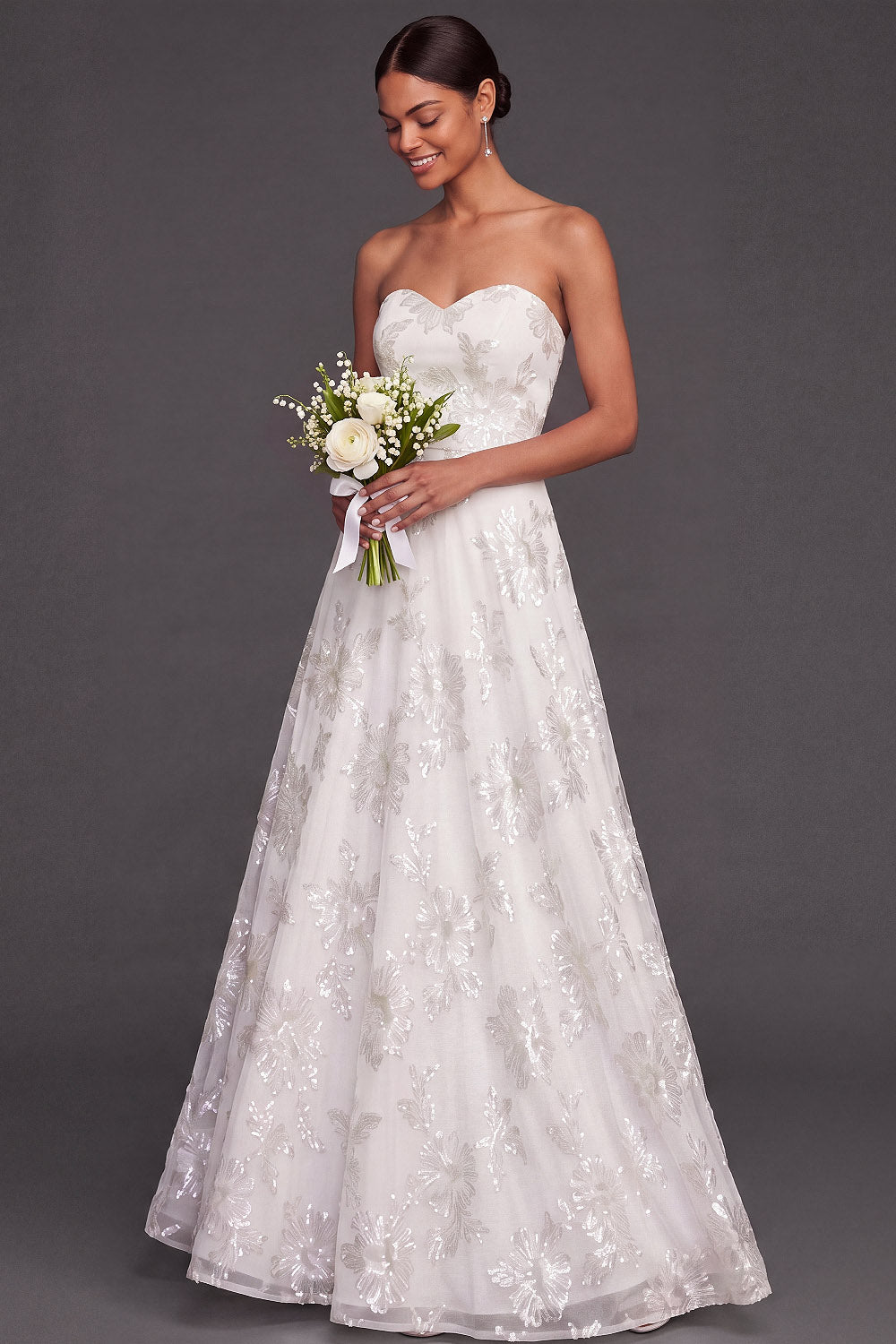Lilac Sweetheart A Line Embroidered Maxi Wedding Guest Dress