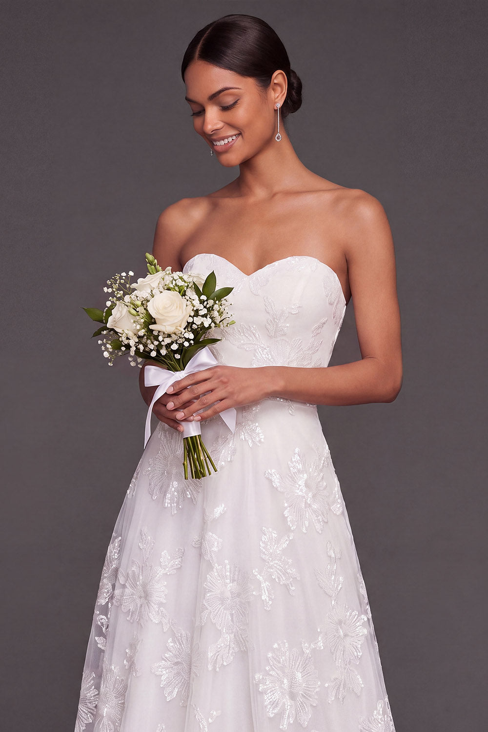 Lilac Sweetheart A Line Embroidered Maxi Wedding Guest Dress