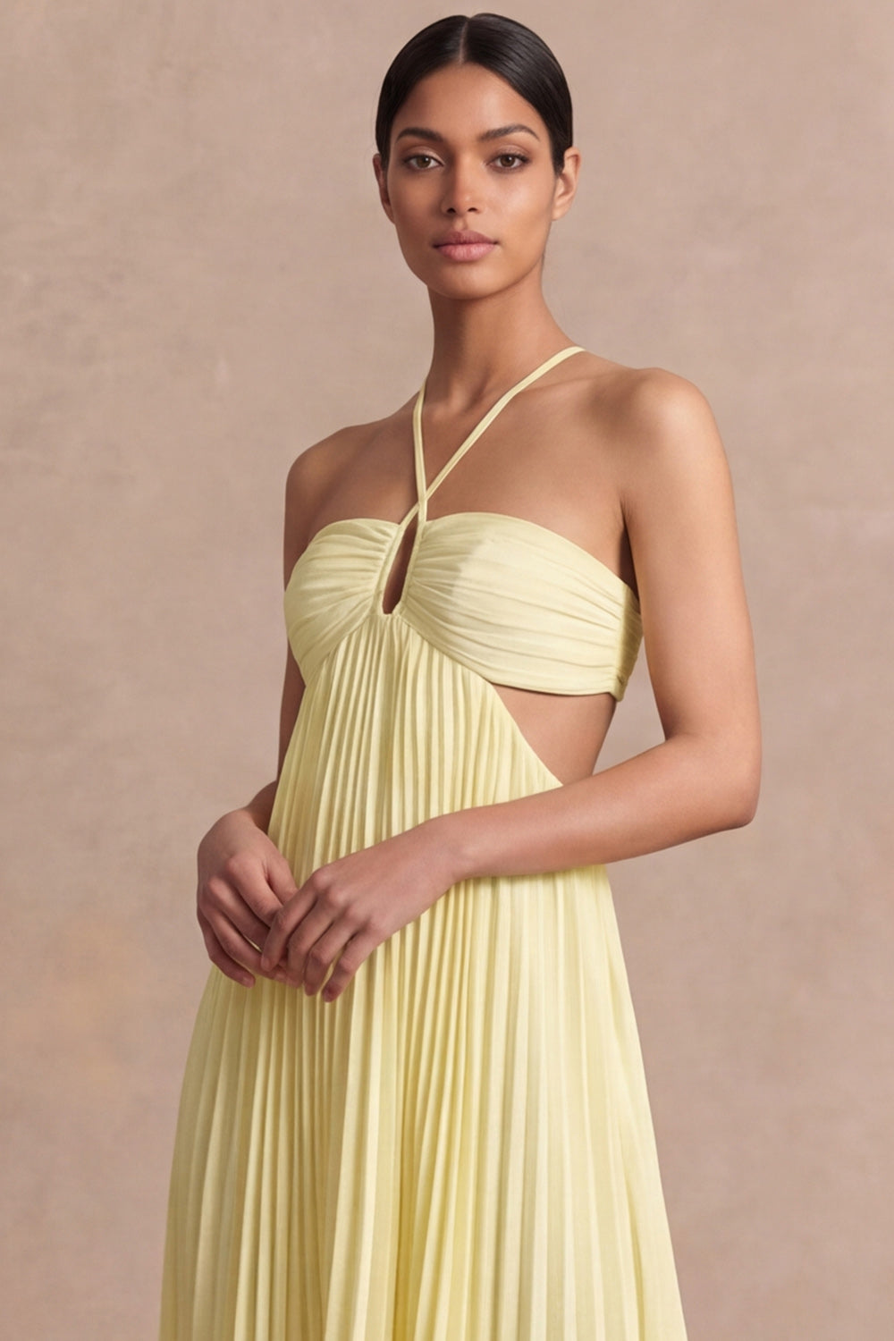 White Cross Halter A Line Pleated Long Wedding Reception Dress