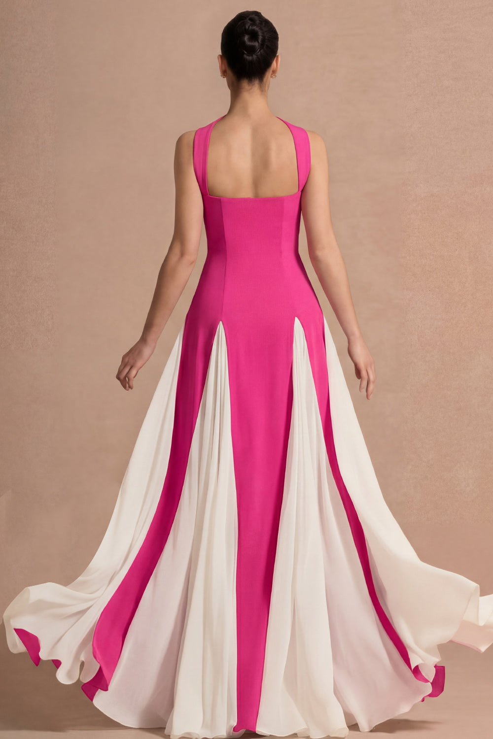 Pleated Fuchsia A Line Strapless Long Wedding Guest Dress