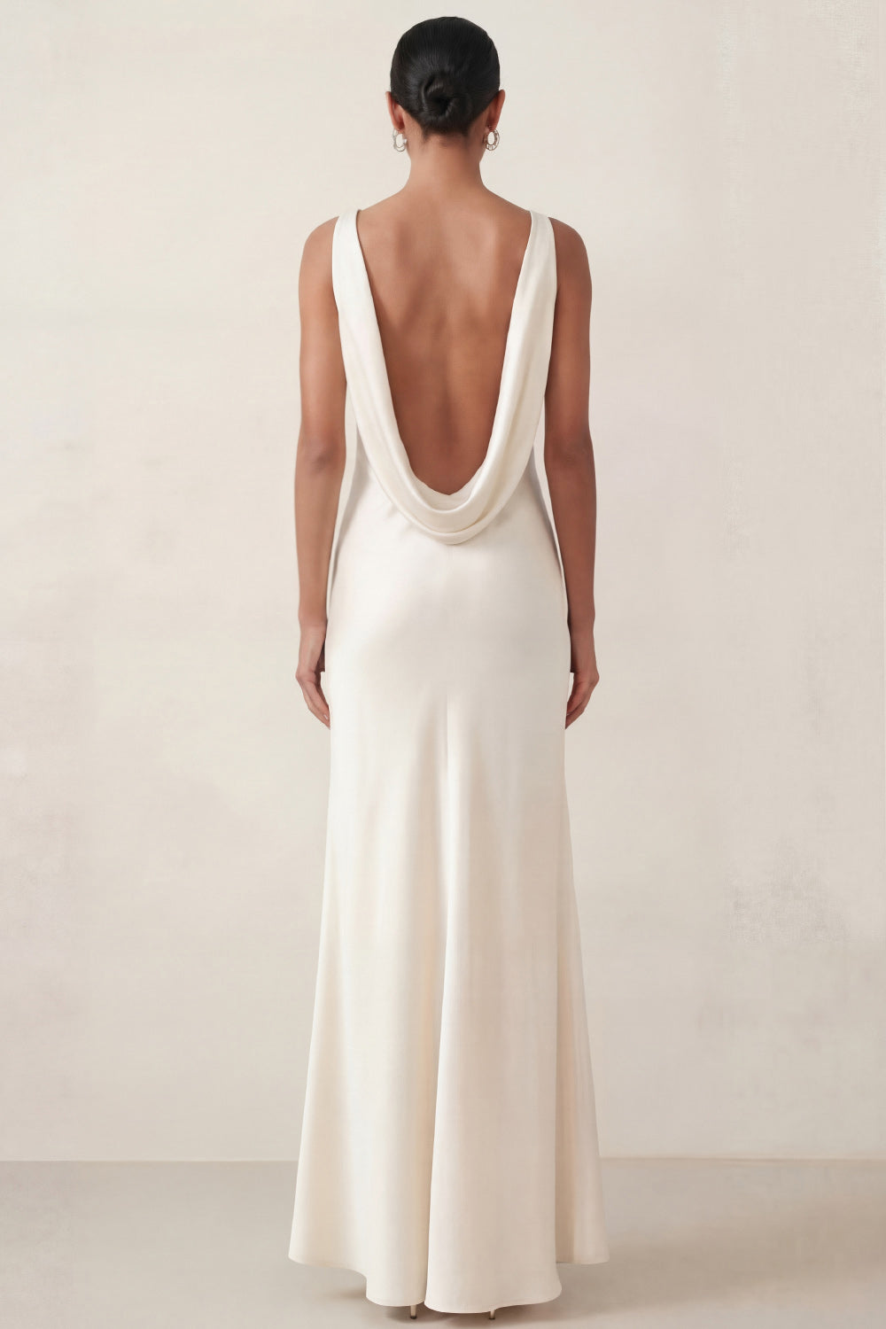 White Satin Maxi Mermaid Backless Bridesmaid Dress with 3D Flowers