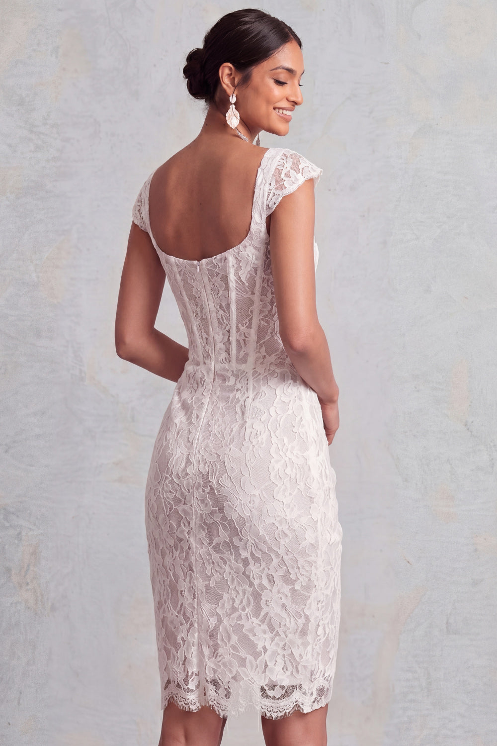 Corset Floral Lace White Short Bodycon White Bridal Shower Dress