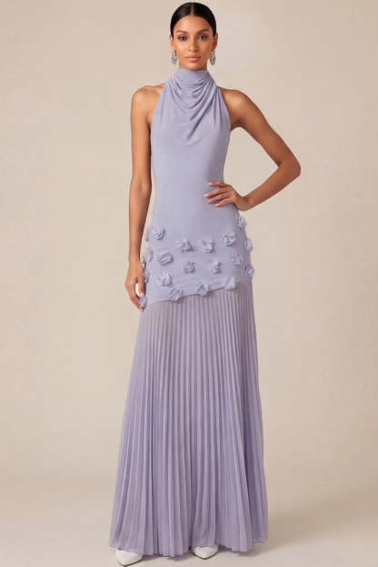 White Halter Neck Sheath Pleated Engagement Dress