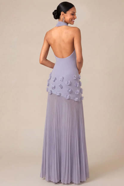 White Halter Neck Sheath Pleated Engagement Dress