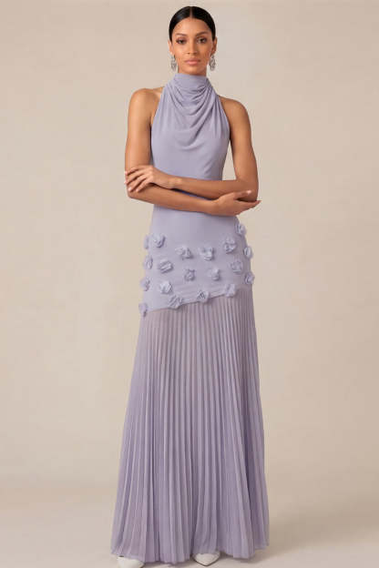 White Halter Neck Sheath Pleated Engagement Dress