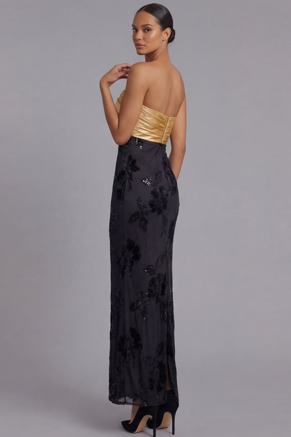Golden Sweetheart Sheath Long Formal Dress with Sequins