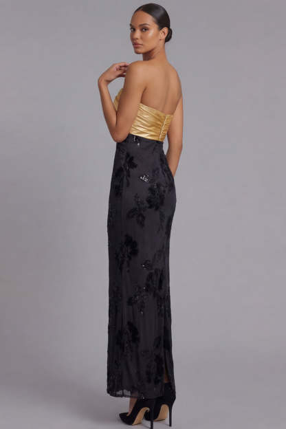 Golden Sweetheart Sheath Long Formal Dress with Sequins