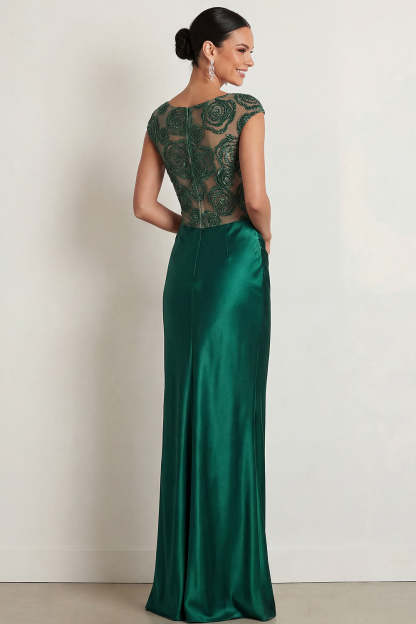 Emerald Green Mermaid Basque Waist Long Formal Dress with Sequins