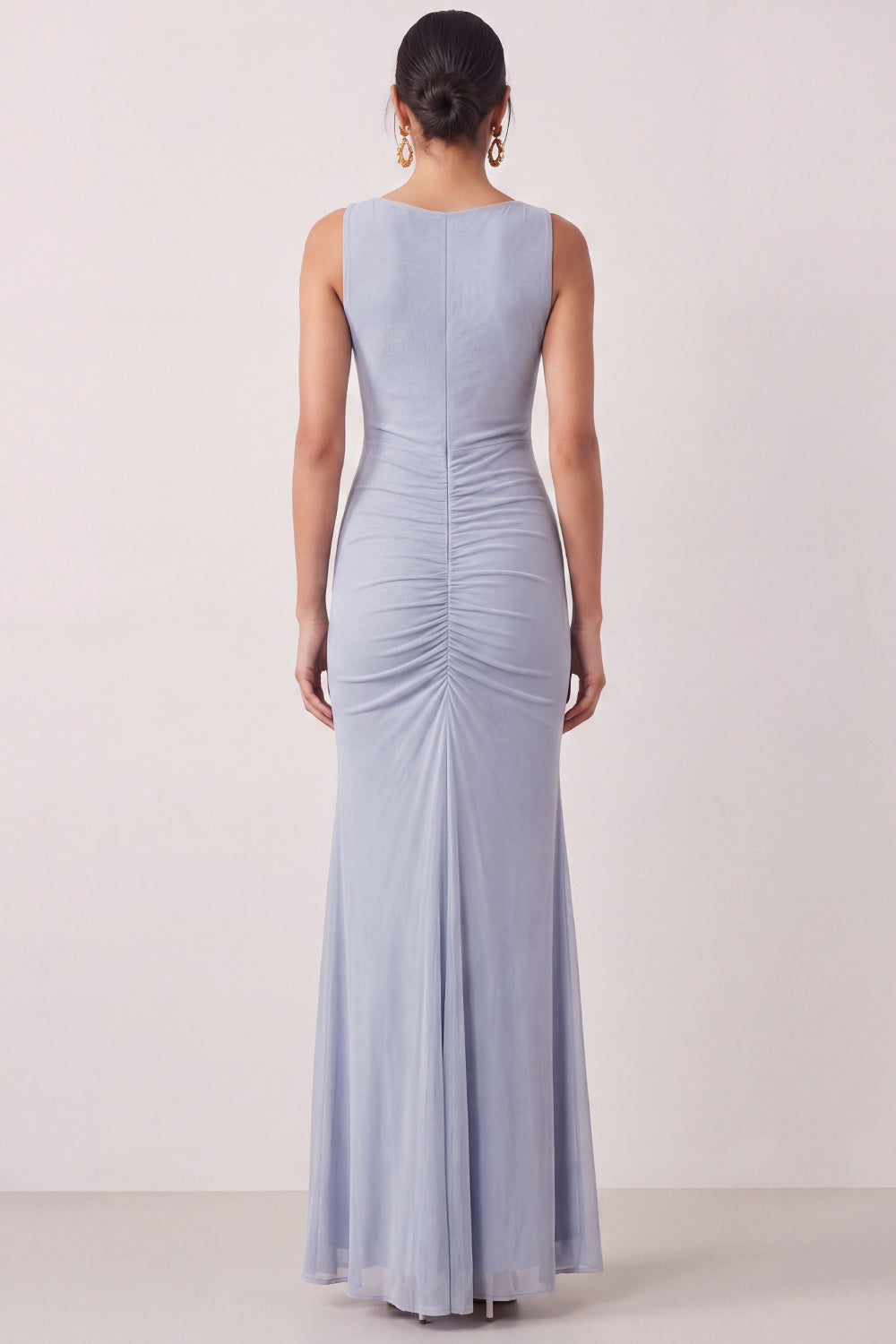 Dusty Blue Mermaid Ruffled Long Formal Dress