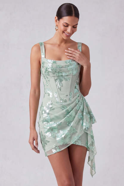 Corset Mint Green Bodycon Thick Straps Short Formal Dress