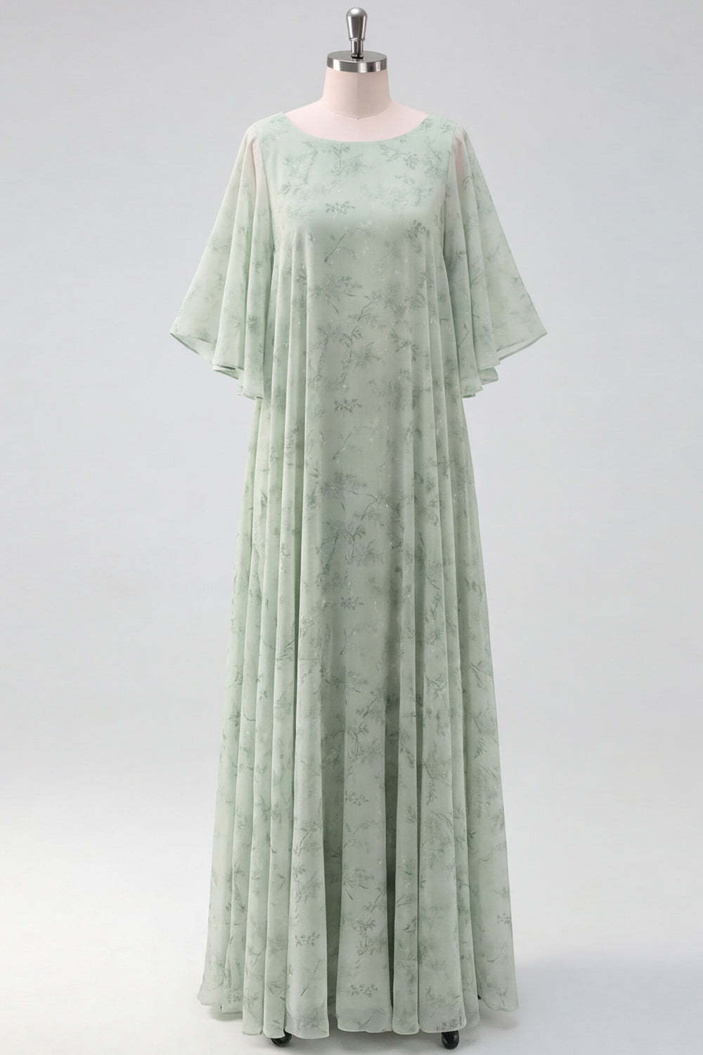 Leely Women Light Green Floral Long Mother of the Brides Dress with ...