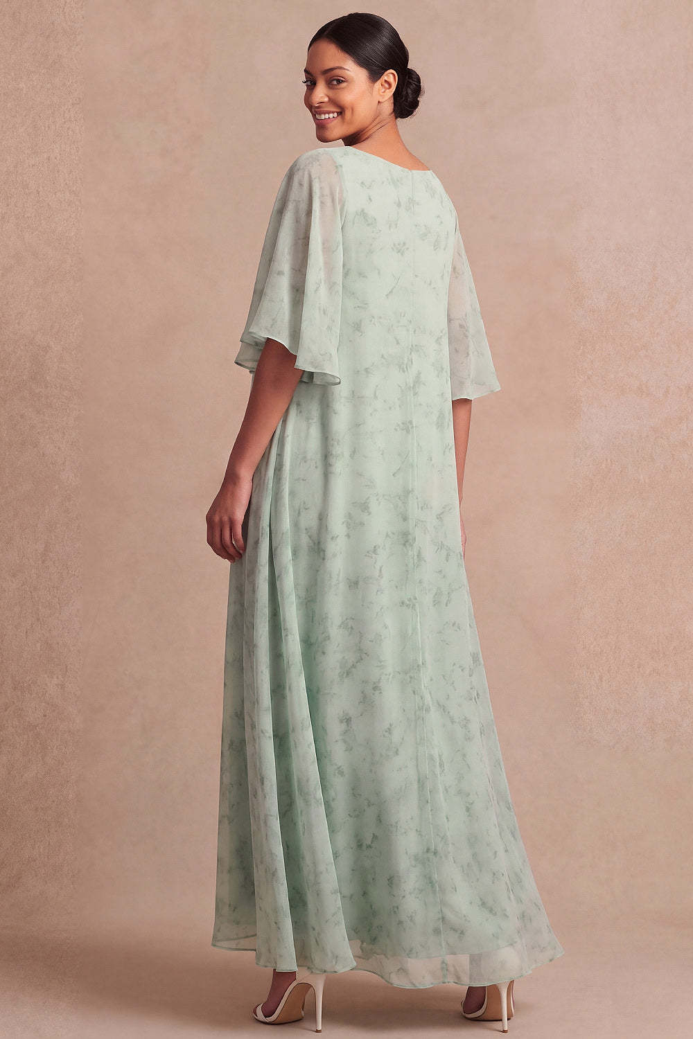 Leely Women Light Green Floral Long Mother of the Brides Dress with ...