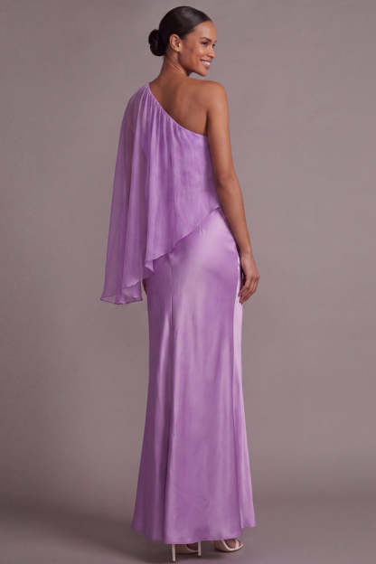 Amethyst One Shoulder Backless Mother of the Brides Dress with Cape
