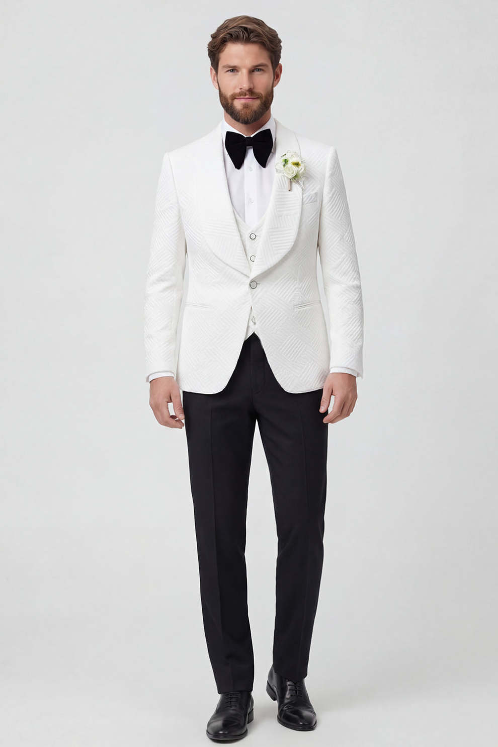 Leely Men Black Wedding Suits Shawl Lapel 3 Piece One Button Formal ...