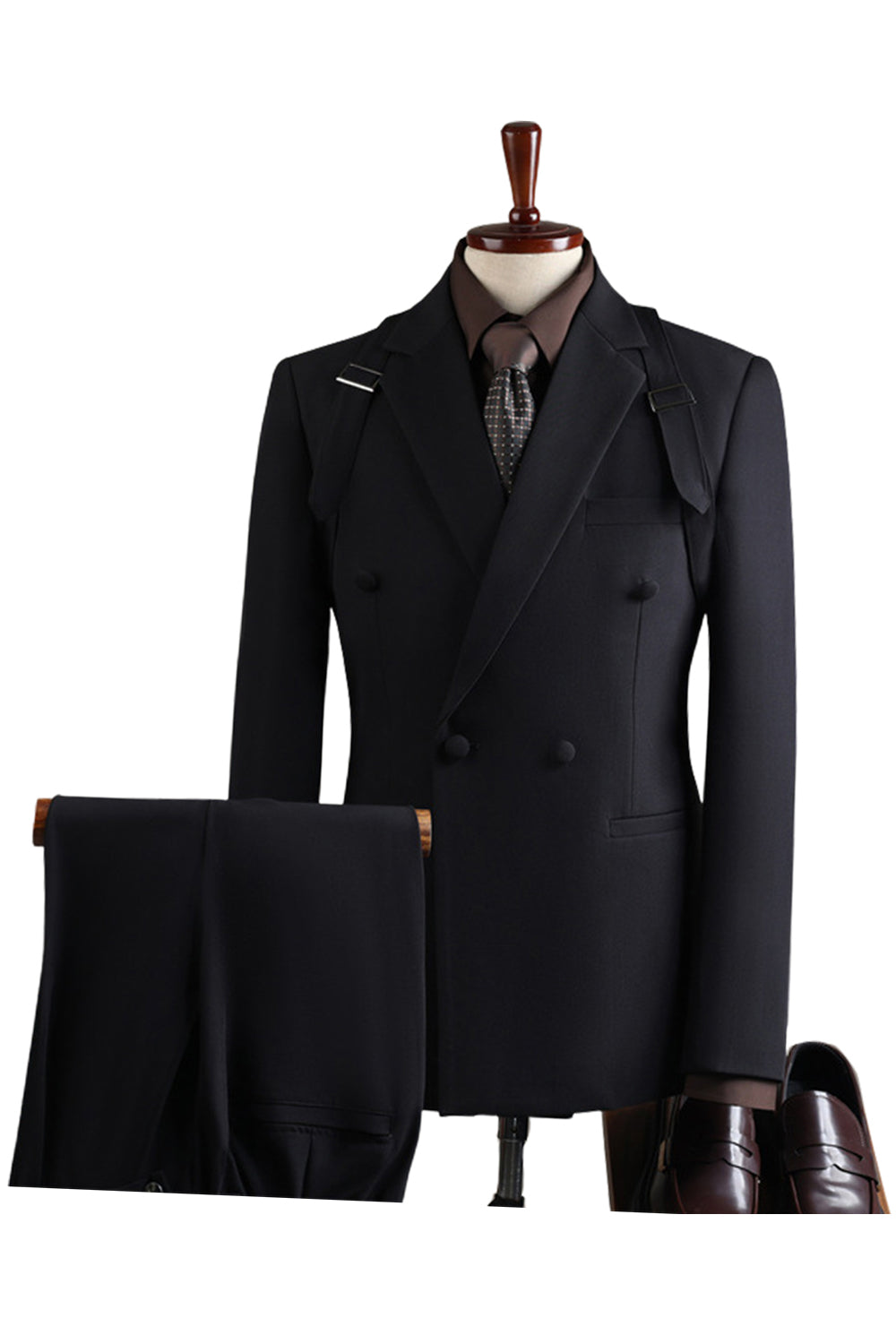 Grey Notch Lapel 2 Piece Double Breasted Men's Prom Suits