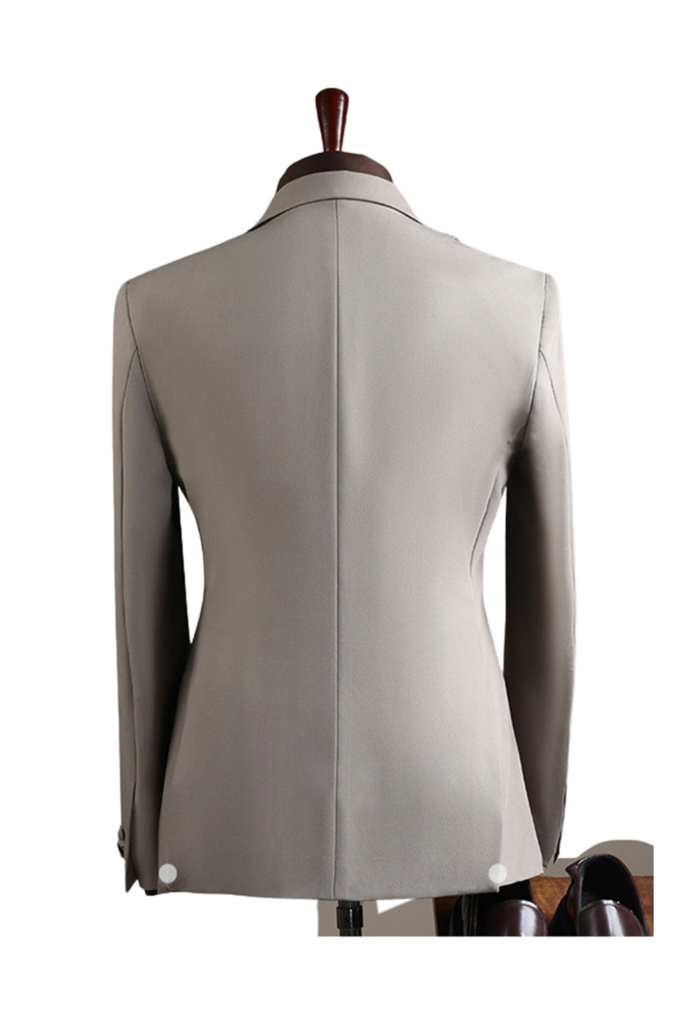 Grey Notch Lapel 2 Piece Double Breasted Men's Prom Suits