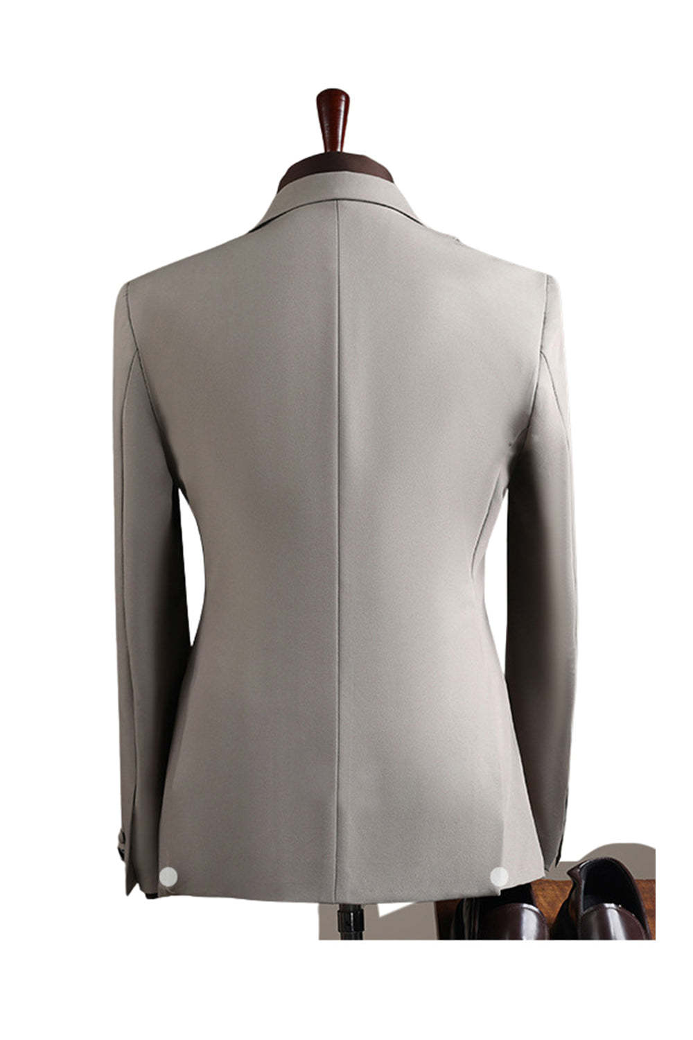 Grey Notch Lapel 2 Piece Double Breasted Men's Prom Suits