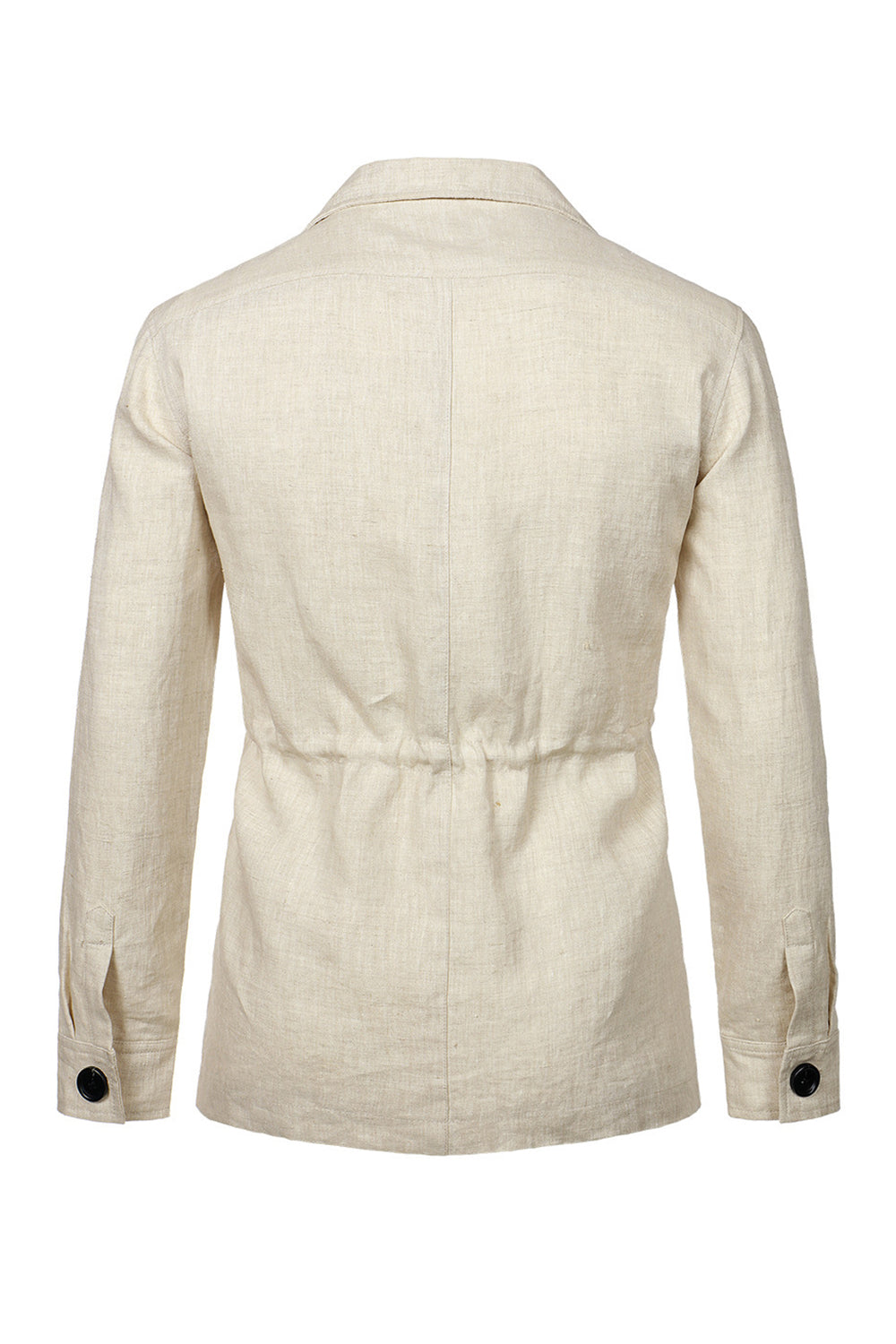 Beige Notch Lapel Single Breasted Men's Jacket with Pockets