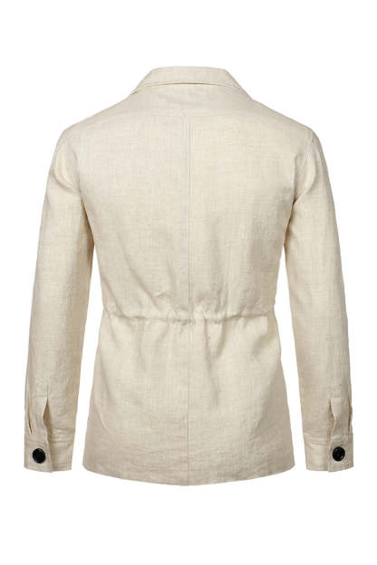 Beige Notch Lapel Single Breasted Men's Jacket with Pockets