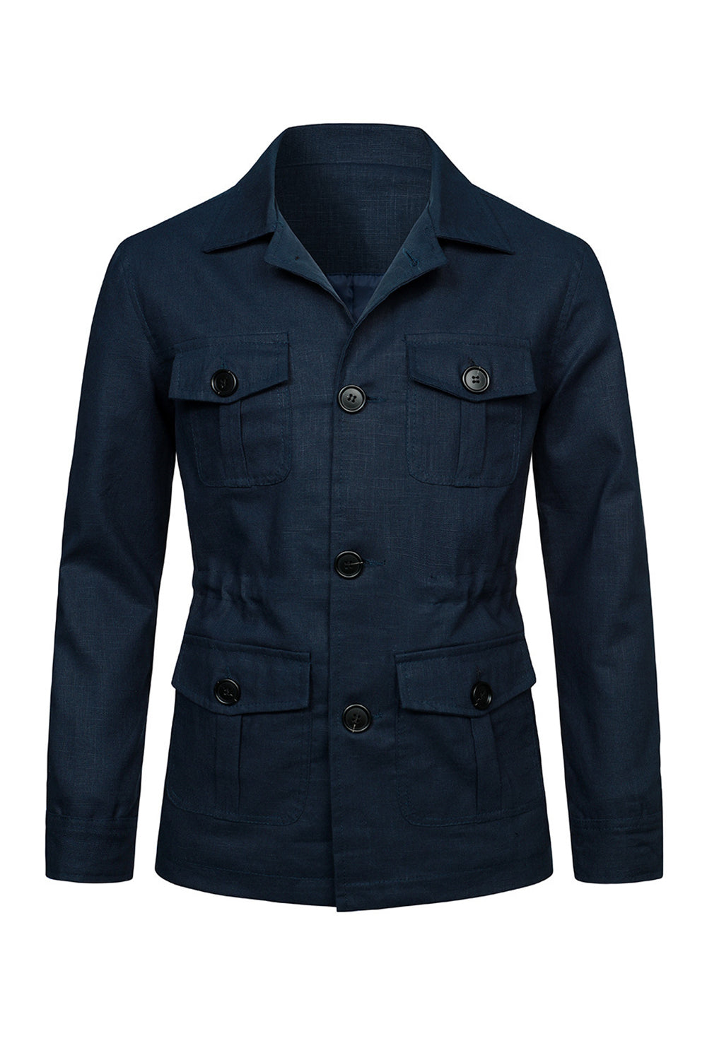 Beige Notch Lapel Single Breasted Men's Jacket with Pockets