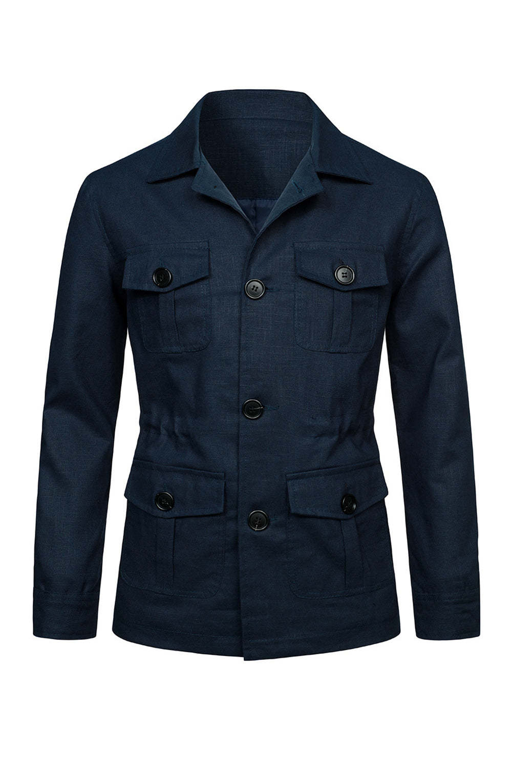 Beige Notch Lapel Single Breasted Men's Jacket with Pockets