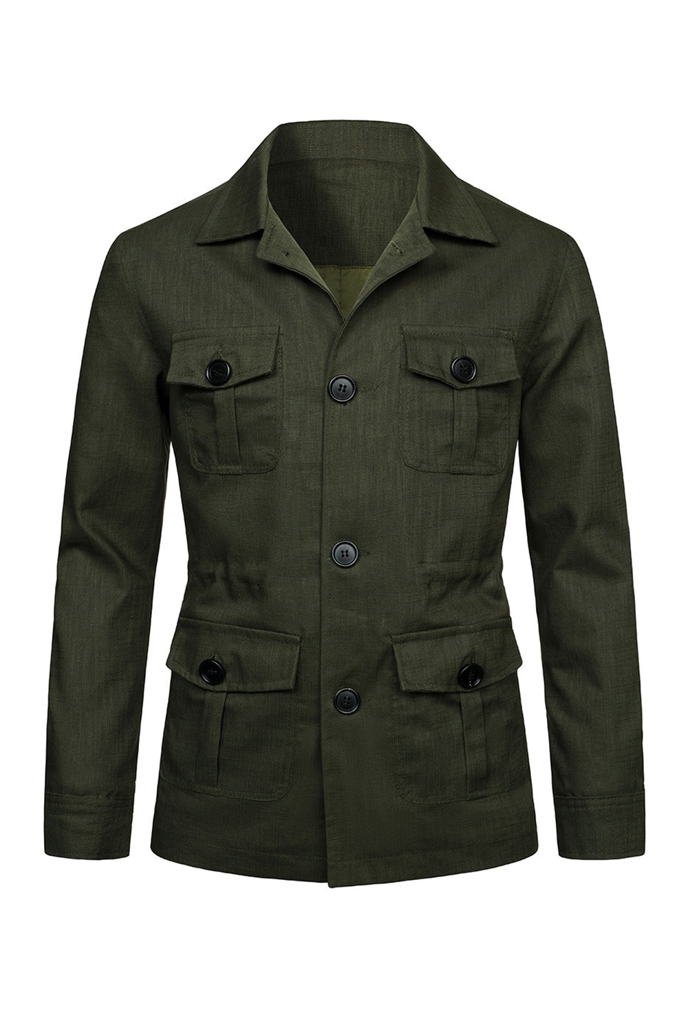Beige Notch Lapel Single Breasted Men's Jacket with Pockets