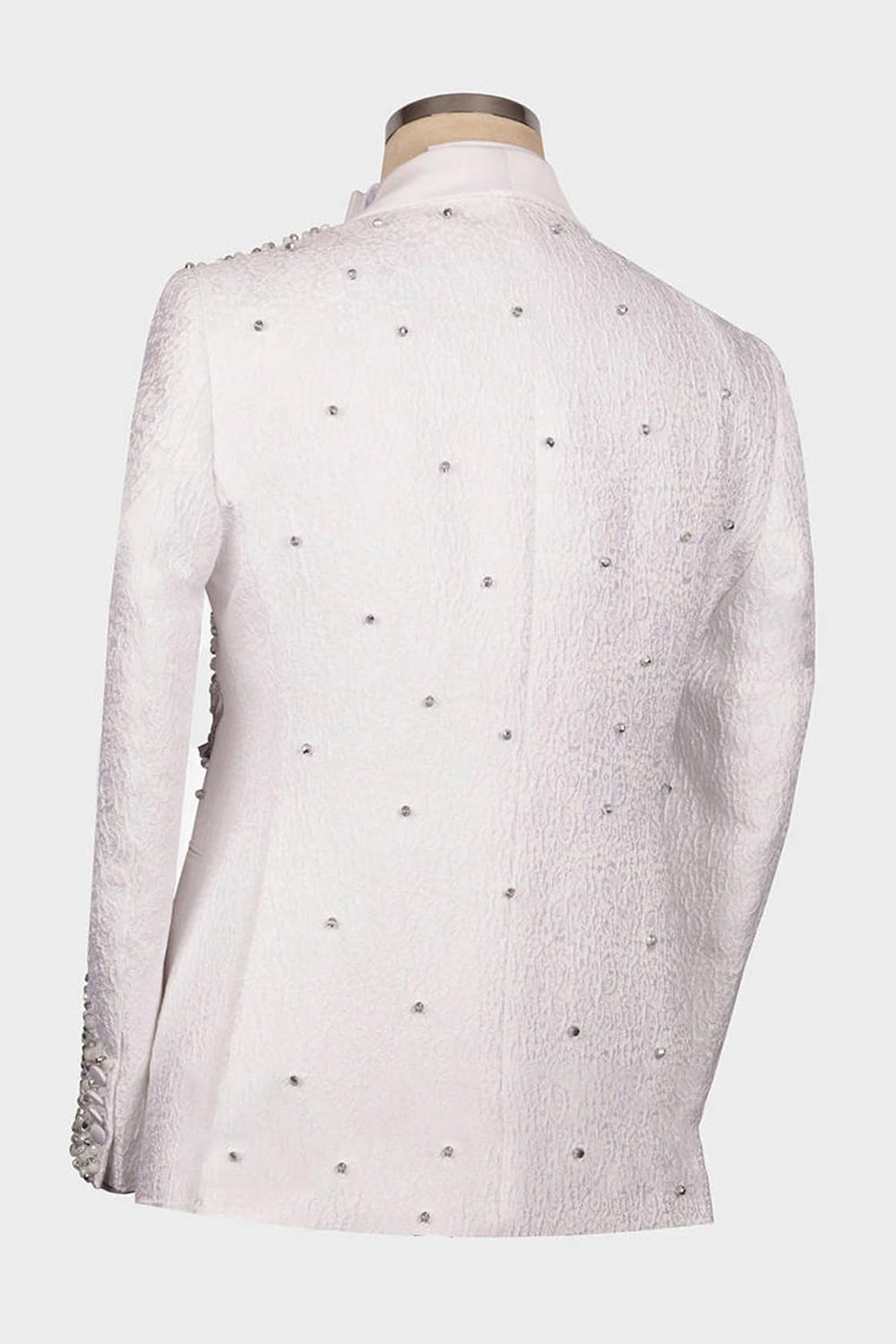 One Button Beaded 2 Piece Black Shawl Lapel Men's Wedding Suits