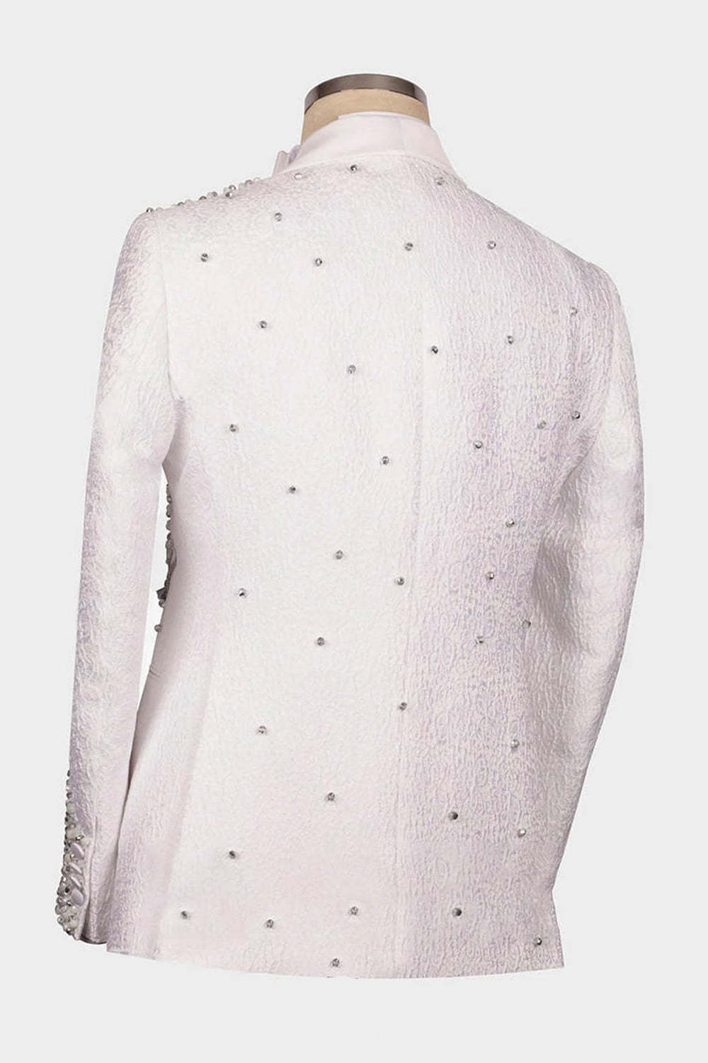 One Button Beaded 2 Piece Black Shawl Lapel Men's Wedding Suits