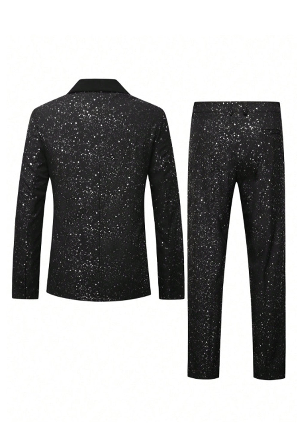 2 Piece Black Shawl Lapel One Button Glitter Men's Suits